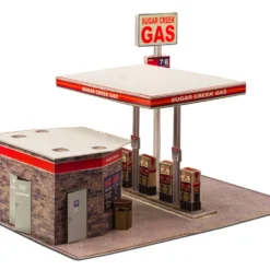 BK 8711 1:87 Scale "Gas Station & Fire Department" Photo Real Scale Building Kit -Innovative Hobby Supply shop 10 03949.1641917073