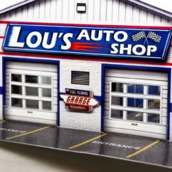 BK 6458 1:64 Scale "Lou's Auto Shop" Photo Real Scale Building Kit 10 BK 6458 1:64 Scale "Lou's Auto Shop" Photo Real Scale Building Kit -Innovative Hobby Supply shop Garage Door Close up 39735.1680289900