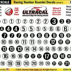 MG 6100-2 Ultracal Racing Number Roundel Decals Style 2 1:64 Scale