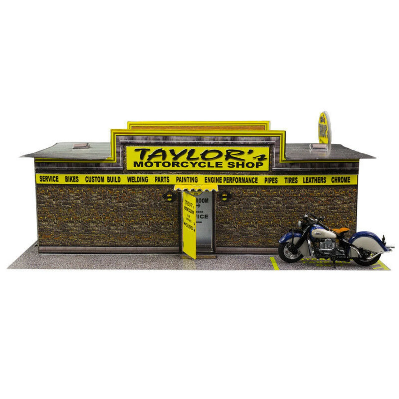 BK 8704 1:87 Scale "Motorcycle Shop & Barber Shop" Photo Real Scale Building Kit 5 BK 8704 1:87 Scale "Motorcycle Shop & Barber Shop" Photo Real Scale Building Kit - Image 4