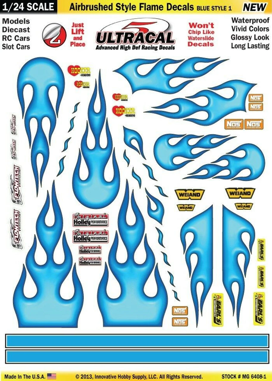 MG 6408-1 Ultracal Airbrushed Style Flame Blue Style 1 Decals 1:24 Scale 3 MG 6408-1 Ultracal Airbrushed Style Flame Blue Style 1 Decals 1:24 Scale