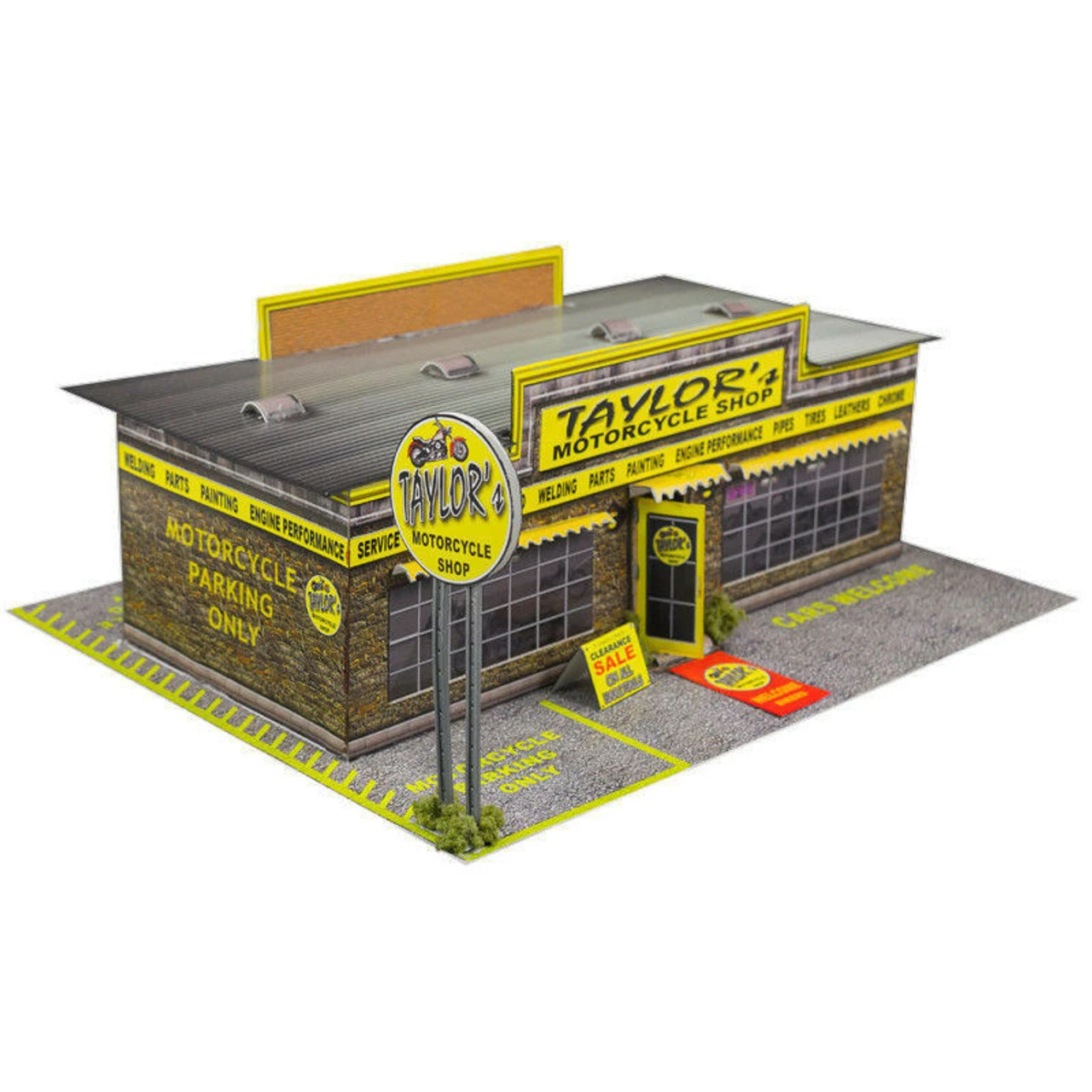 BK 8704 1:87 Scale "Motorcycle Shop & Barber Shop" Photo Real Scale Building Kit 7 BK 8704 1:87 Scale "Motorcycle Shop & Barber Shop" Photo Real Scale Building Kit - Image 6