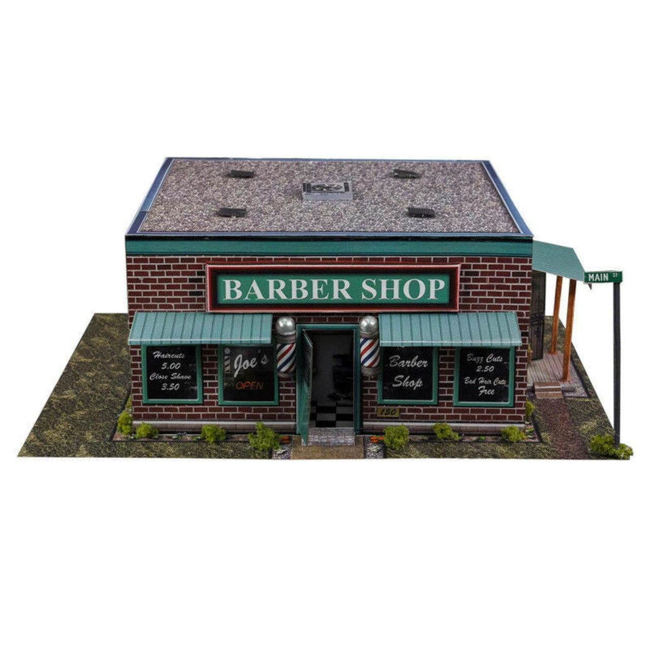 BK 8704 1:87 Scale "Motorcycle Shop & Barber Shop" Photo Real Scale Building Kit 10 BK 8704 1:87 Scale "Motorcycle Shop & Barber Shop" Photo Real Scale Building Kit - Image 9