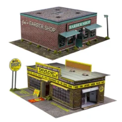 Innovative Hobby Supply shop 13 BK 8704 1:87 Scale "Motorcycle Shop & Barber Shop" Photo Real Scale Building Kit