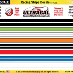 MG 6104-1 UltraCal Racing Stripe Decals Style 1 Black Green Orange 1:64 Scale